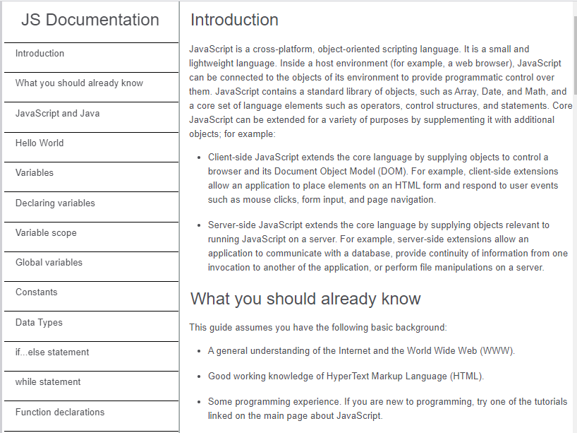techical documentation website